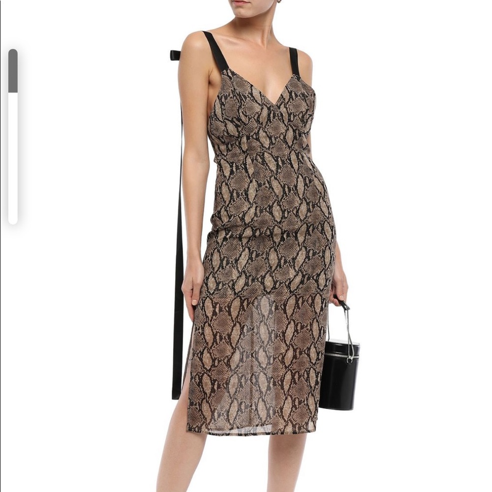 Goen.j woman bow detailed snake print voile dress